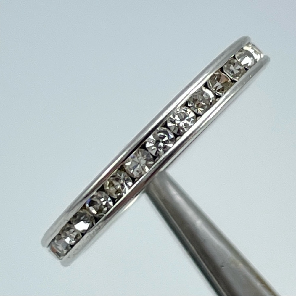 Sterling Silver 925 Channel Set Cubic Zirconia Eternity Band Ring – Size 8 - Picture 3 of 6